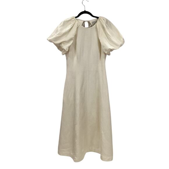 Rebecca Vallance Aimee Open Back Sateen Midi Dress In Ivory Size 8 - Picture 4 of 16